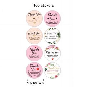 100 Thank You Stickers 2.5 cm